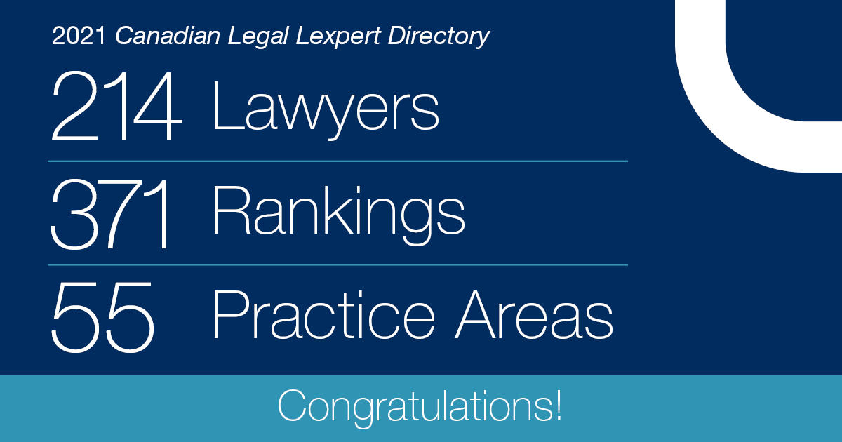 BLG receives top recognition in the 2021 Canadian Legal Lexpert