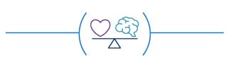 Heart and mind icons in balance |  Icônes du cœur et de l'esprit en équilibre