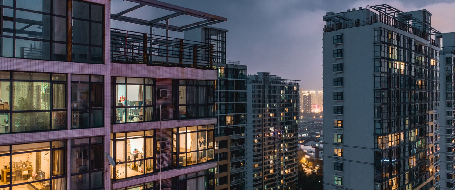 a tall building in a city