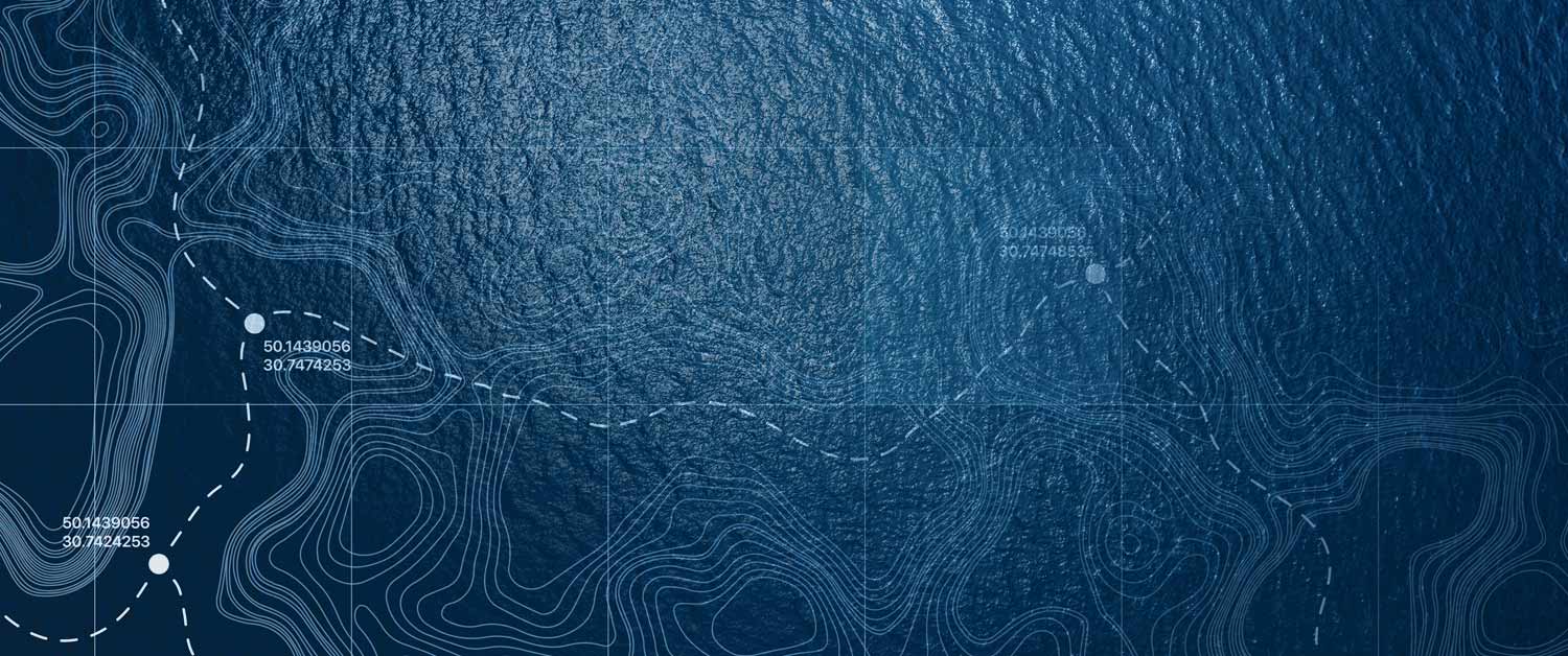 Overhead sea with superimposed map of ocean currents 